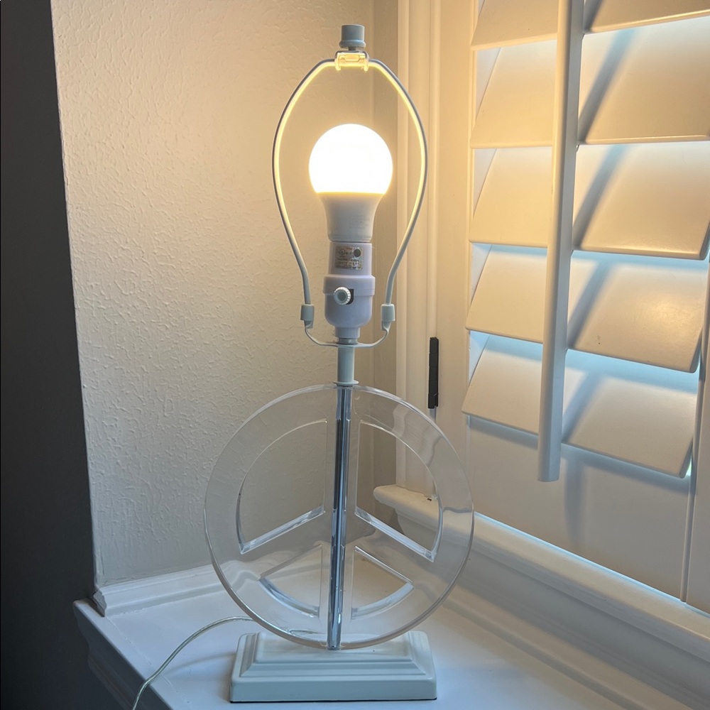 Pottery Barn Teen Clear and White Peace Lamp - Picture 2 of 3